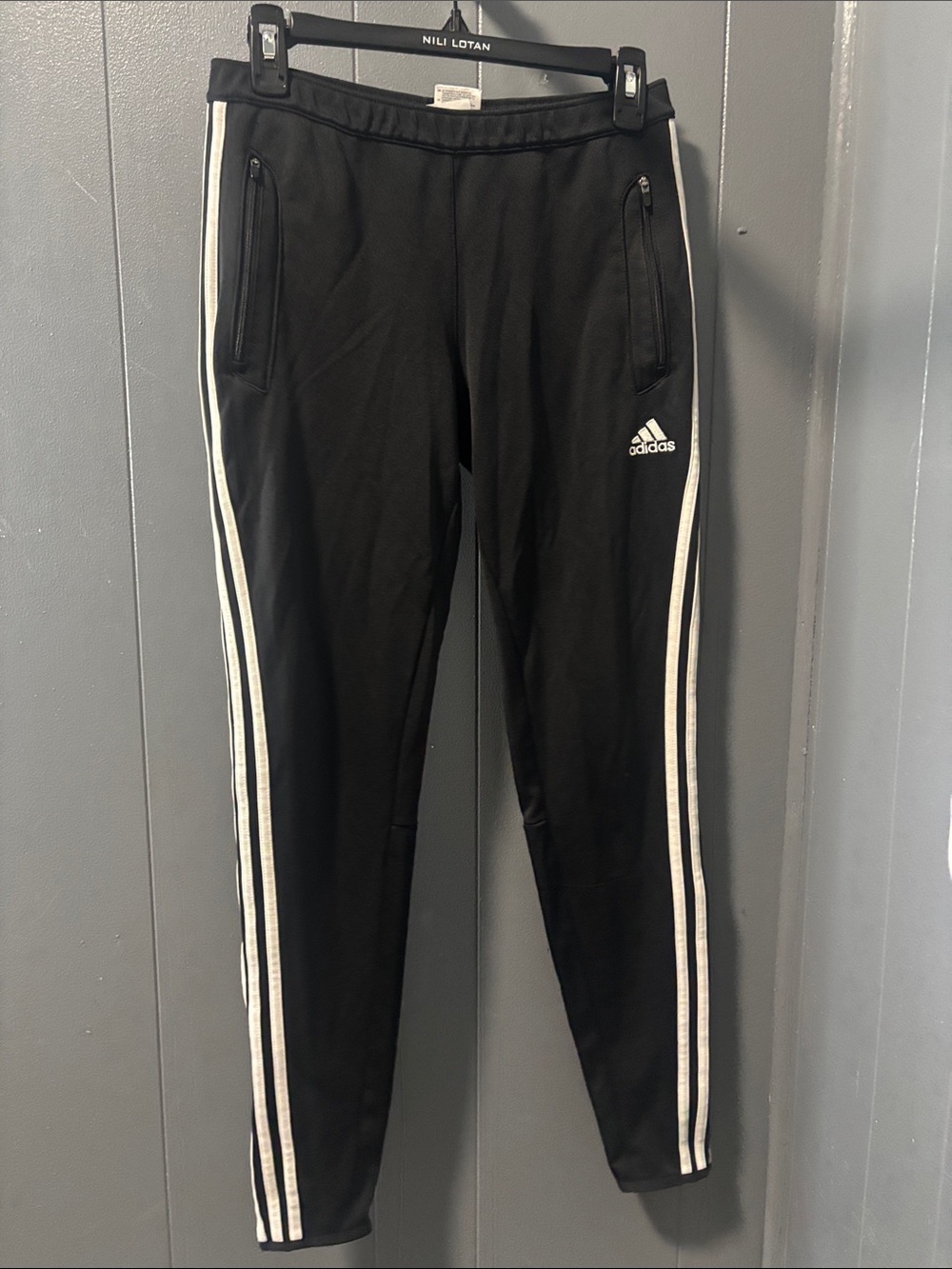 adidas Black Joggers with White Triple Stripes size Small